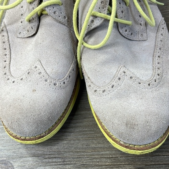 Cole Haan Lunargrand Women Brown Tan Lime Wingtip Oxford Shoes Size 9 1/2 - Picture 10 of 12